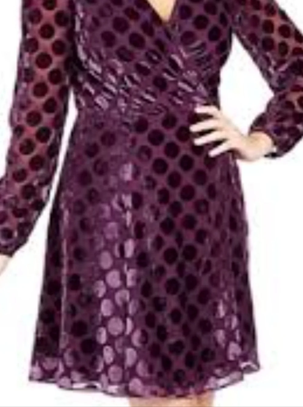 Betsey Johnson Purple Velvet Polka Dot Mini Wrap Dress Size 14 - Picture 2 of 3